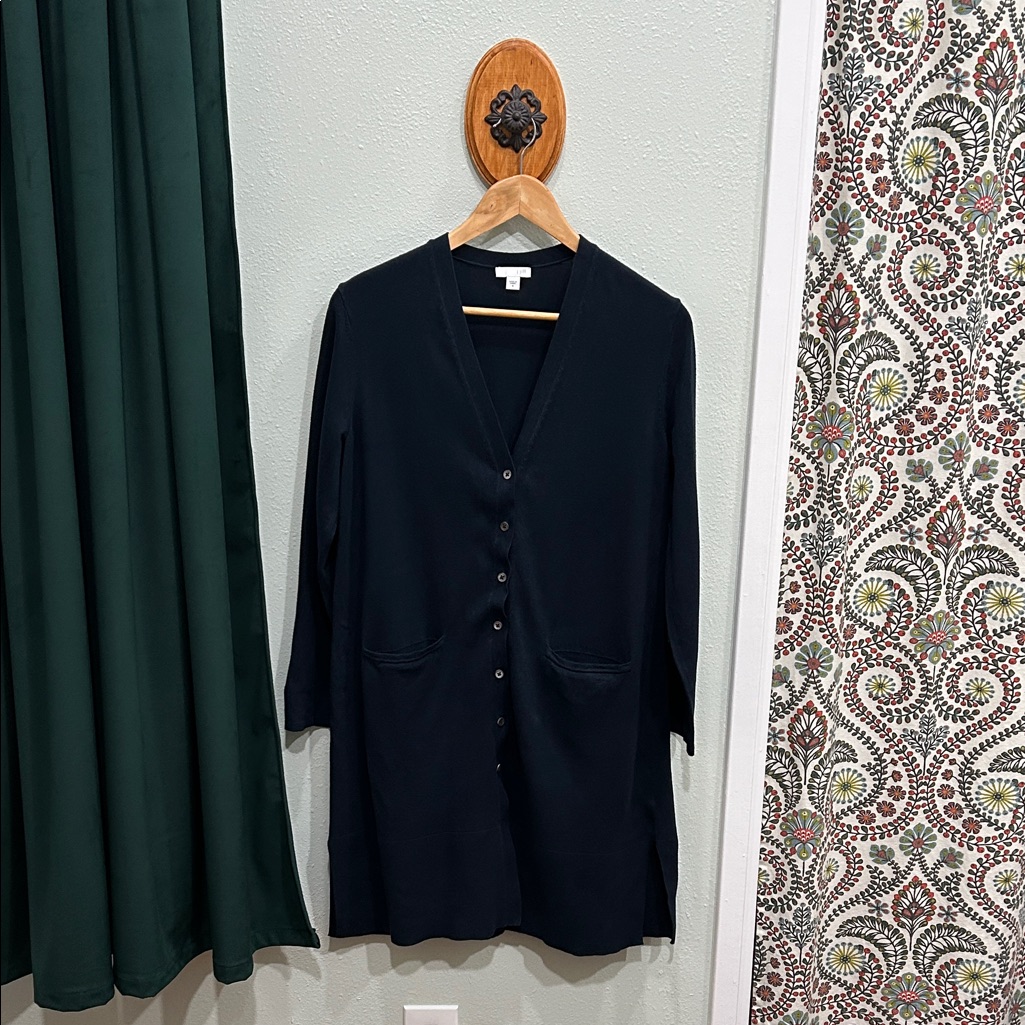 J Jill, Navy Blue, Button Front Cardigan